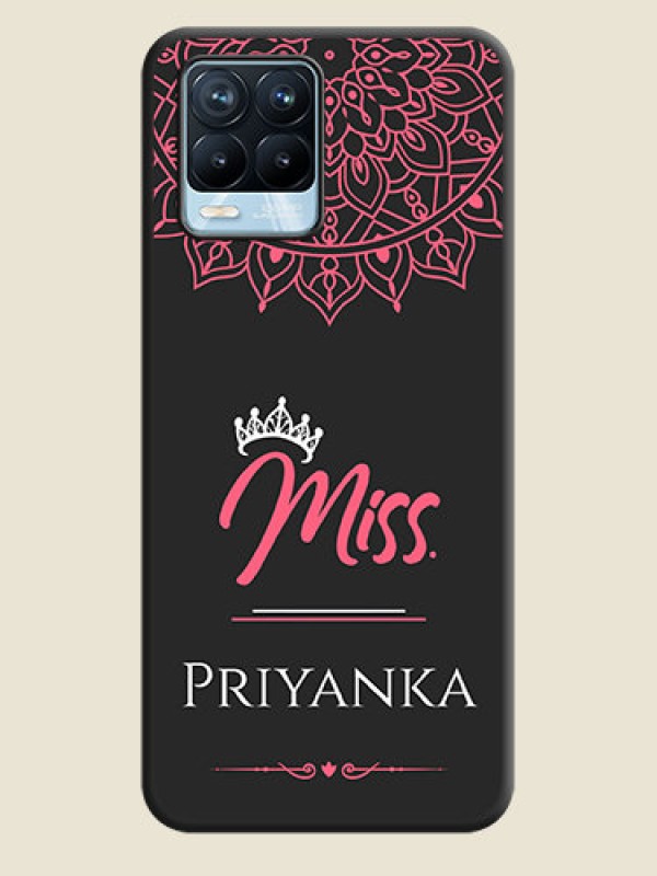 Custom Mrs Name with Floral Design on Space Black Personalized Soft Matte Phone Covers - Realme 8 Pro