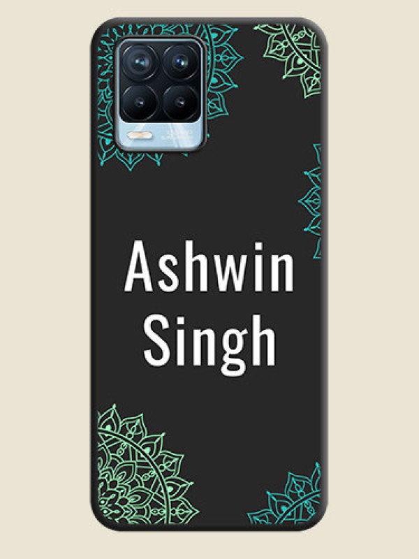 Custom Your Name with Floral Design on Space Black Custom Soft Matte Back Cover - Realme 8 Pro
