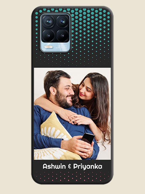 Custom Faded Dots with Grunge Photo Frame and Text on Space Black Custom Soft Matte Phone Cases - Realme 8 Pro