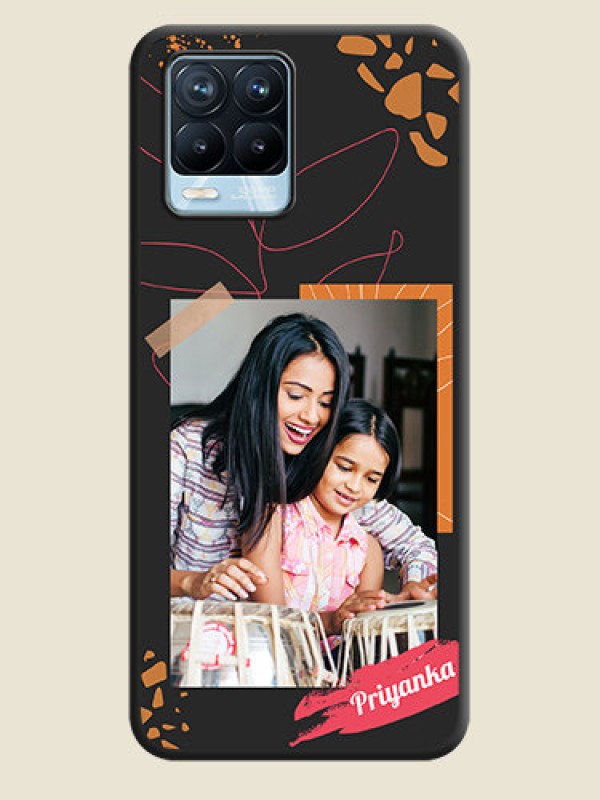 Custom Orange Photo Frame on Space Black Custom Soft Matte Phone Back Cover - Realme 8 Pro