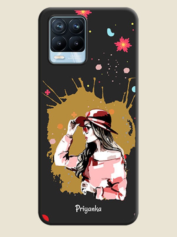 Custom Mordern Lady With Color Splash Background With Custom Text On Space Black Personalized Soft Matte Phone Covers -Realme 8 Pro