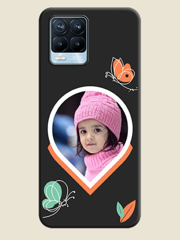 Custom Upload Pic With Simple Butterly Design On Space Black Personalized Soft Matte Phone Covers -Realme 8 Pro
