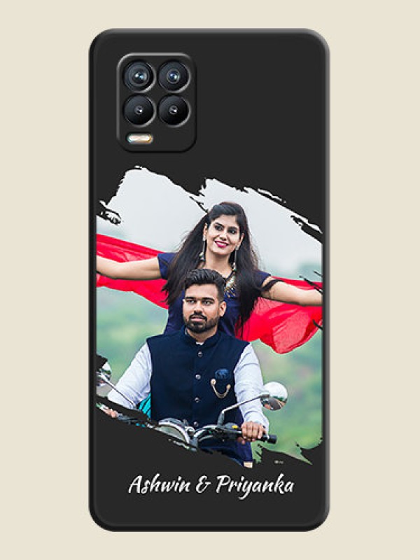 Custom Grunge Brush Strokes on Photo on Space Black Soft Matte Back Cover - Realme 8