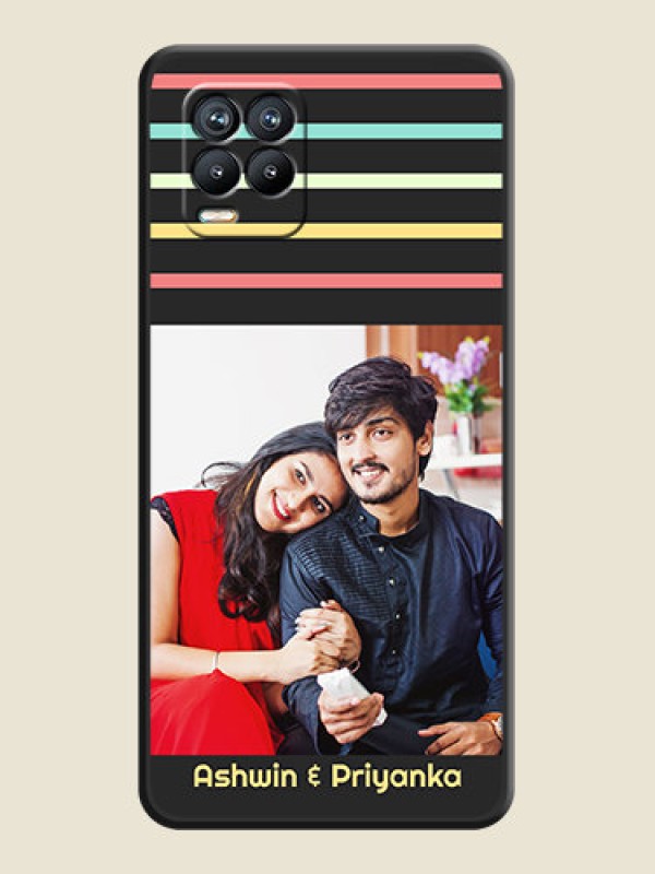 Custom Color Stripes with Photo and Text on Photo on Space Black Soft Matte Mobile Case - Realme 8