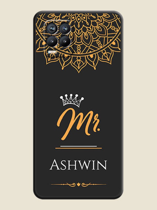 Custom Mr Name with Floral Design  on Personalised Space Black Soft Matte Cases - Realme 8