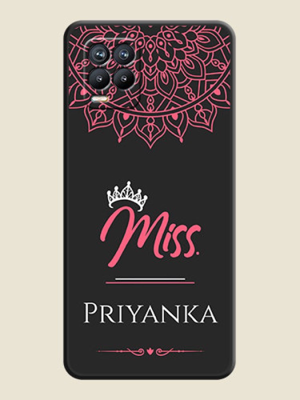 Custom Mrs Name with Floral Design on Space Black Personalized Soft Matte Phone Covers - Realme 8