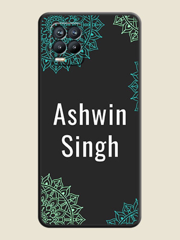 Custom Your Name with Floral Design on Space Black Custom Soft Matte Back Cover - Realme 8