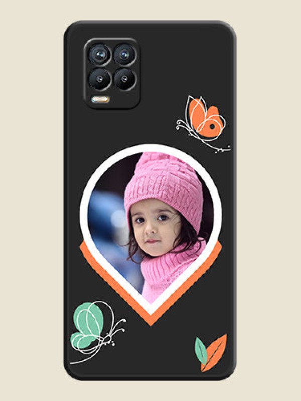 Custom Upload Pic With Simple Butterly Design On Space Black Personalized Soft Matte Phone Covers -Realme 8