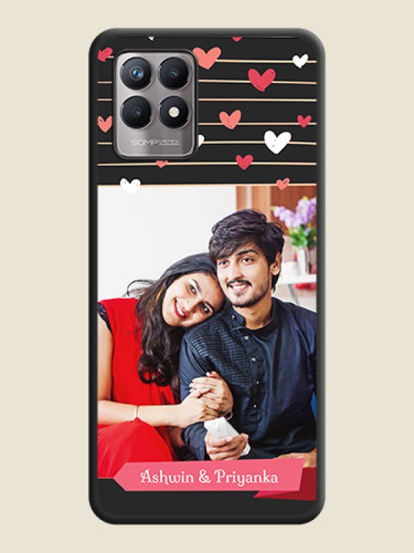 Custom Love Pattern with Name on Pink Ribbon  on Photo on Space Black Soft Matte Back Cover - Realme 8i