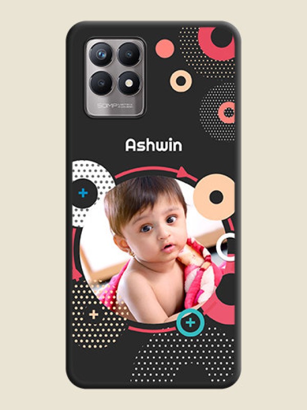 Custom Multicoloured Round Image on Personalised Space Black Soft Matte Cases - Realme 8i