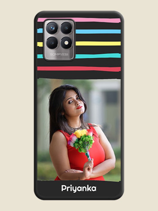 Custom Multicolor Lines with Image on Space Black Personalized Soft Matte Phone Covers - Realme 8i