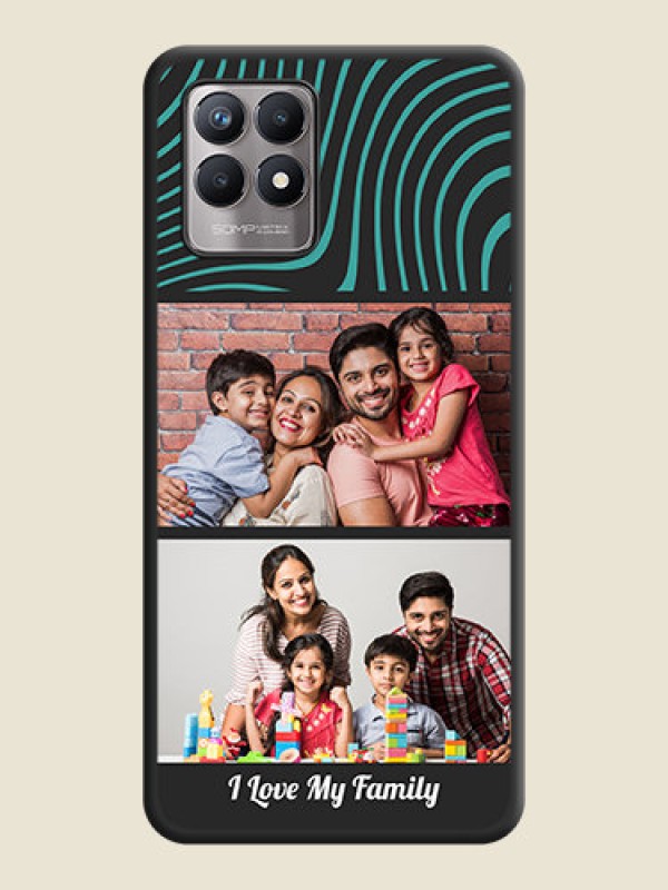 Custom Wave Pattern with 2 Image Holder on Space Black Personalized Soft Matte Phone Covers - Realme 8i