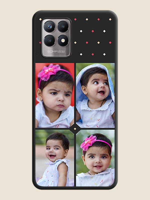 Custom Multicolor Dotted Pattern with 4 Image Holder on Space Black Custom Soft Matte Phone Cases - Realme 8i