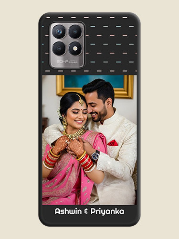 Custom Line Pattern Design with Text on Space Black Custom Soft Matte Phone Back Cover - Realme 8i
