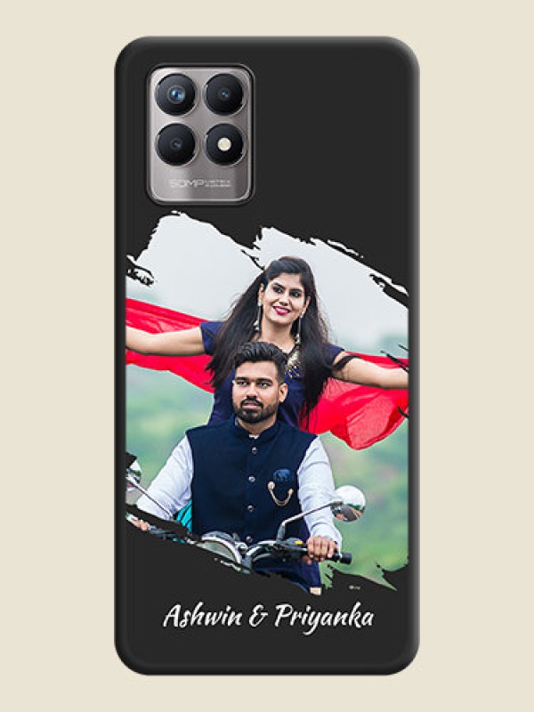 Custom Grunge Brush Strokes on Photo on Space Black Soft Matte Back Cover - Realme 8i