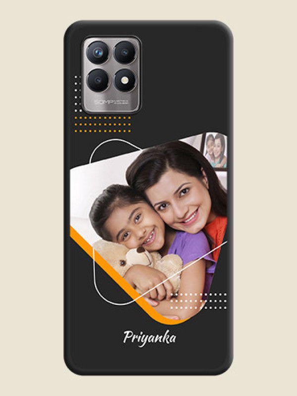 Custom Yellow Triangle on Photo on Space Black Soft Matte Phone Cover - Realme 8i