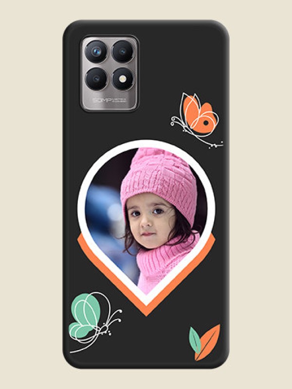Custom Upload Pic With Simple Butterly Design On Space Black Personalized Soft Matte Phone Covers -Realme 8I
