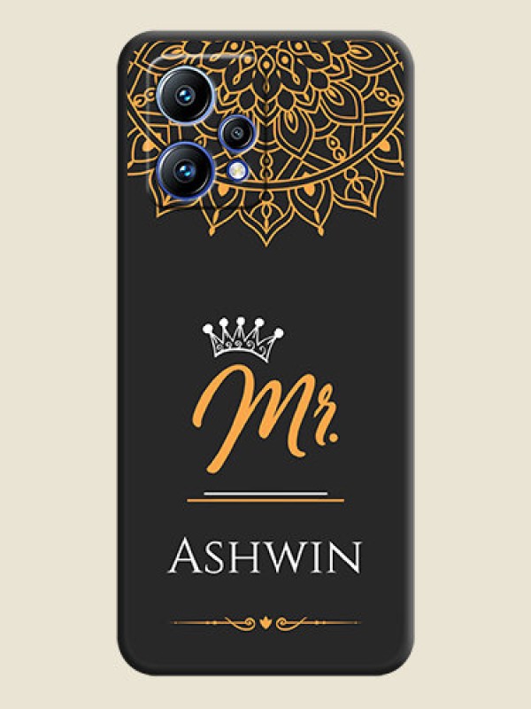 Custom Mr Name with Floral Design  on Personalised Space Black Soft Matte Cases - Realme 9 4G