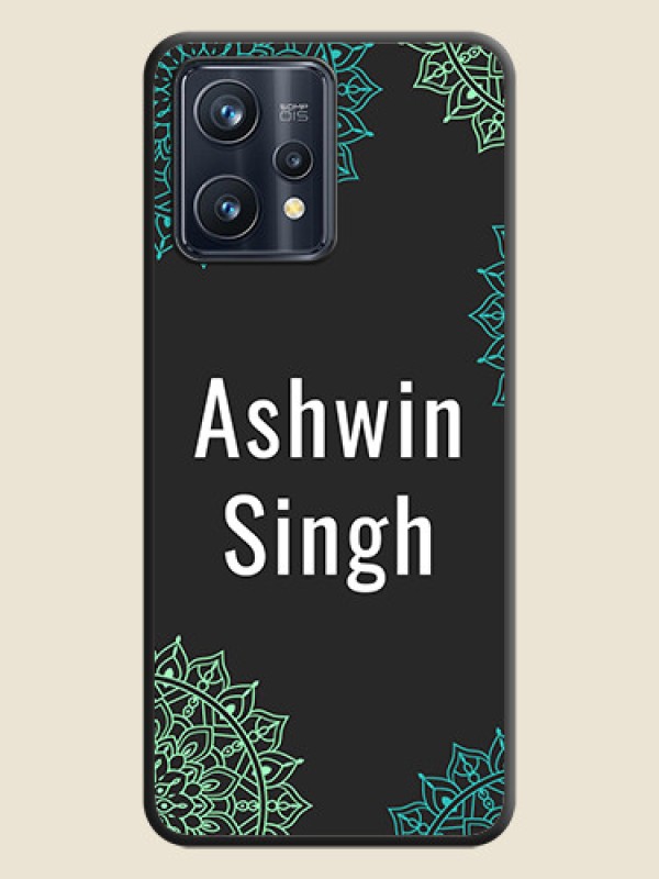 Custom Your Name with Floral Design on Space Black Custom Soft Matte Back Cover - Realme 9 4G