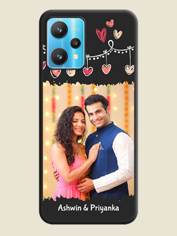 Custom Pink Love Hangings with Name on Space Black Custom Soft Matte Phone Cases - Realme 9 Pro 5G