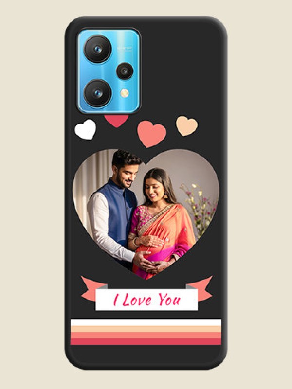 Custom Love Shaped Photo with Colorful Stripes on Personalised Space Black Soft Matte Cases - Realme 9 Pro 5G
