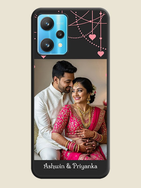 Custom Pink Love Hangings with Text on Space Black Custom Soft Matte Back Cover - Realme 9 Pro 5G