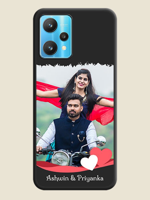 Custom Pin Color Love Shaped Ribbon Design with Text on Space Black Custom Soft Matte Phone Back Cover - Realme 9 Pro 5G