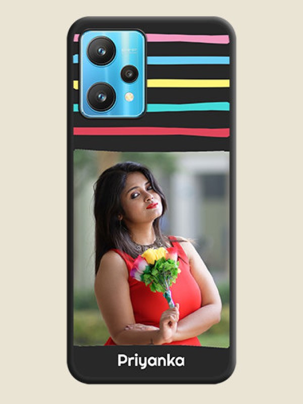 Custom Multicolor Lines with Image on Space Black Personalized Soft Matte Phone Covers - Realme 9 Pro 5G