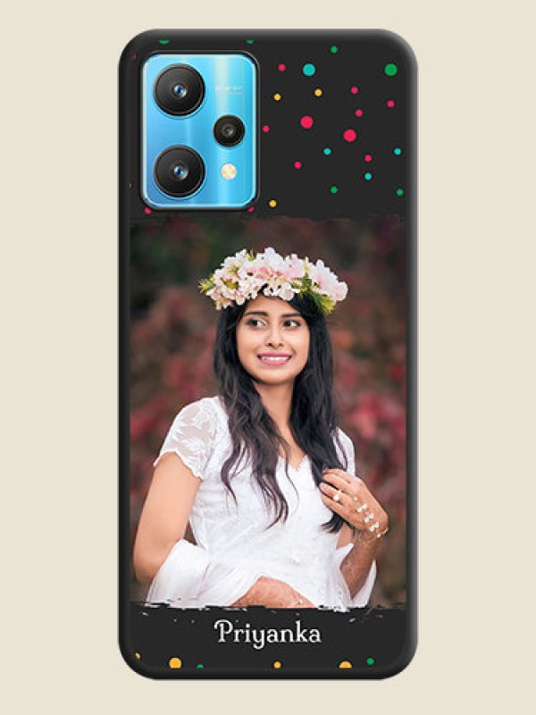 Custom Multicolor Dotted Pattern with Text on Space Black Custom Soft Matte Phone Back Cover - Realme 9 Pro 5G