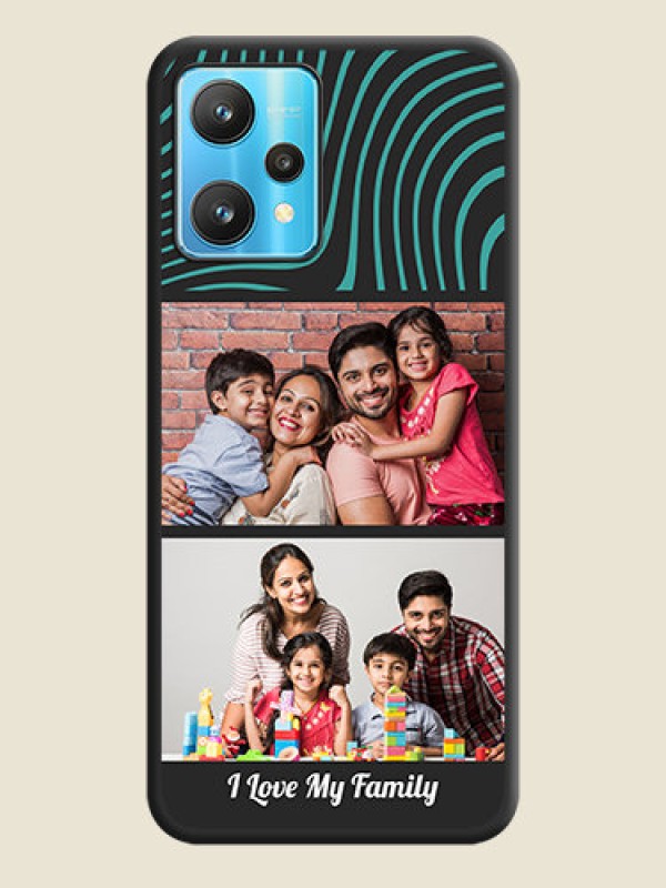 Custom Wave Pattern with 2 Image Holder on Space Black Personalized Soft Matte Phone Covers - Realme 9 Pro 5G