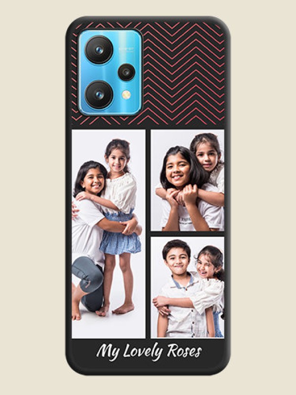 Custom Wave Pattern with 3 Image Holder on Space Black Custom Soft Matte Back Cover - Realme 9 Pro 5G