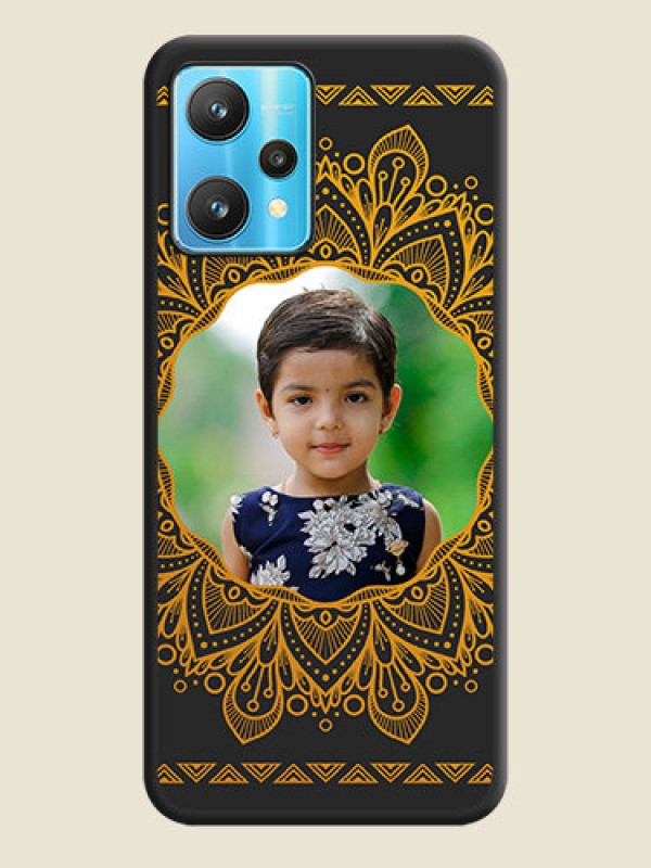 Custom Round Image with Floral Design on Photo on Space Black Soft Matte Mobile Cover - Realme 9 Pro 5G