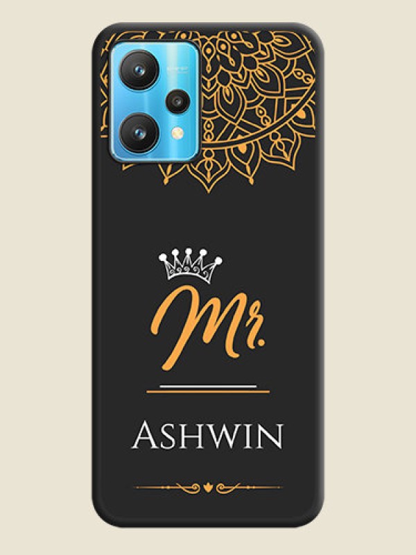 Custom Mr Name with Floral Design  on Personalised Space Black Soft Matte Cases - Realme 9 Pro 5G