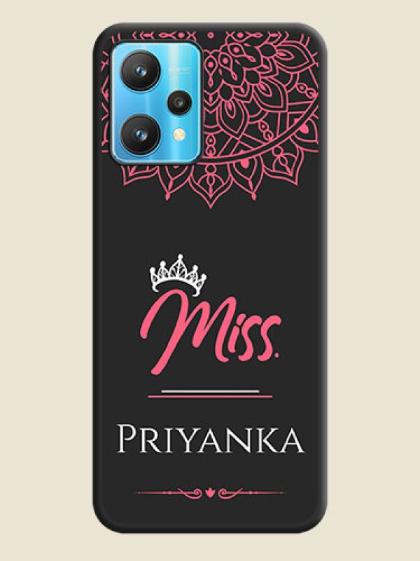 Custom Mrs Name with Floral Design on Space Black Personalized Soft Matte Phone Covers - Realme 9 Pro 5G
