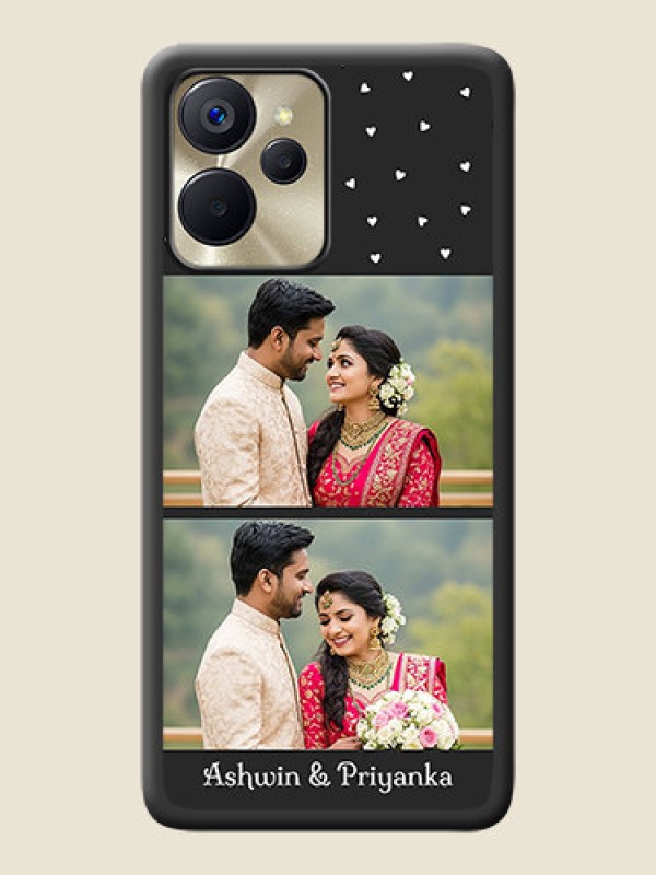 Custom Miniature Love Symbols with Name on Space Black Custom Soft Matte Back Cover - Realme 9i 5G