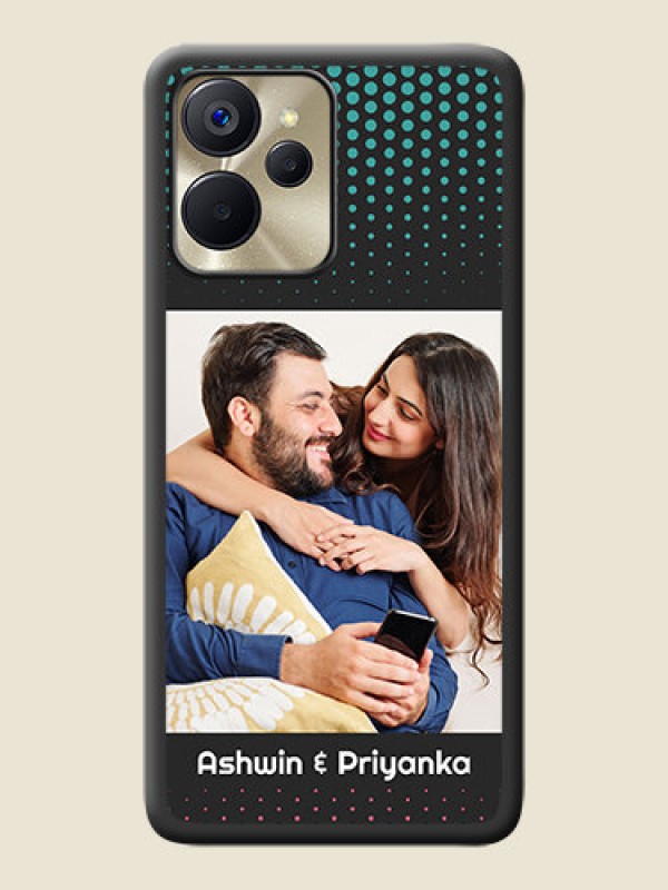 Custom Faded Dots with Grunge Photo Frame and Text on Space Black Custom Soft Matte Phone Cases - Realme 9i 5G