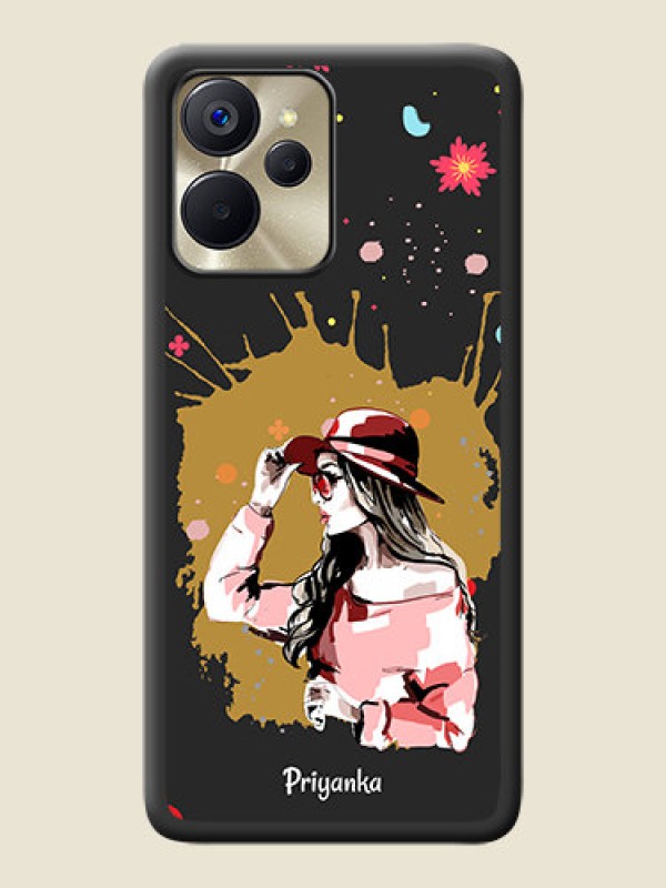 Custom Mordern Lady With Color Splash Background With Custom Text On Space Black Personalized Soft Matte Phone Covers -Realme 9I 5G