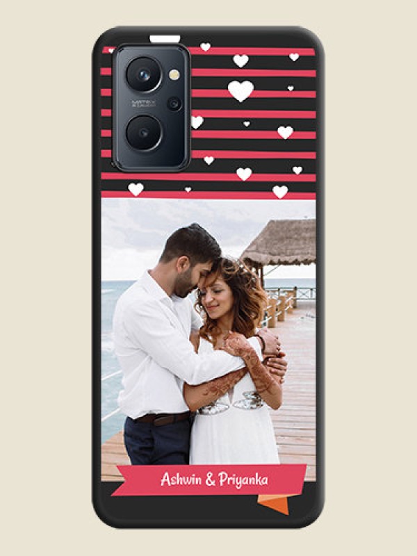 Custom White Color Love Symbols with Pink Lines Pattern on Space Black Custom Soft Matte Phone Cases - Realme 9i