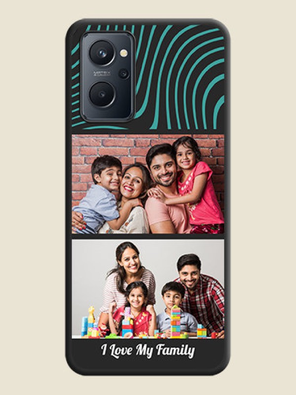 Custom Wave Pattern with 2 Image Holder on Space Black Personalized Soft Matte Phone Covers - Realme 9i