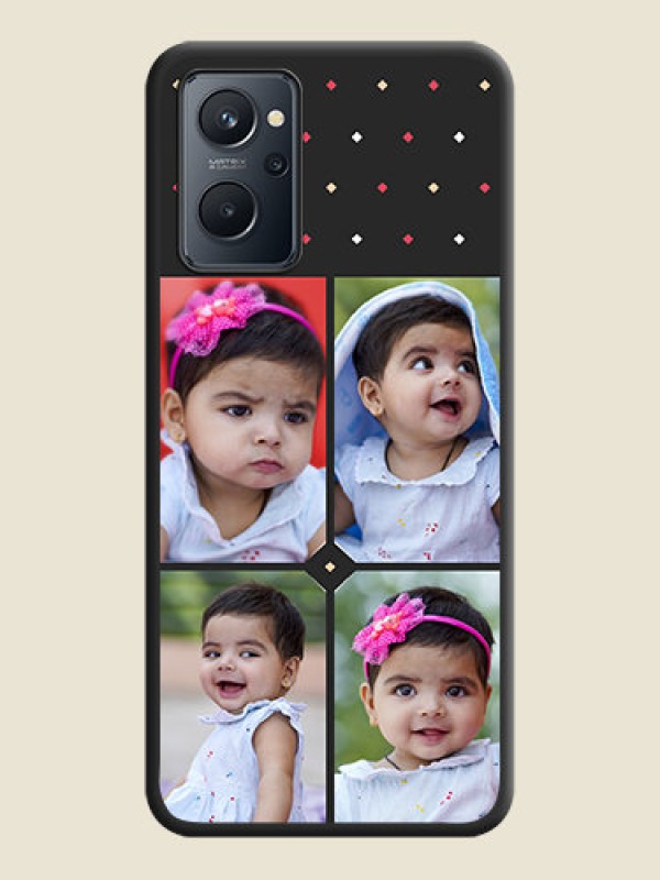 Custom Multicolor Dotted Pattern with 4 Image Holder on Space Black Custom Soft Matte Phone Cases - Realme 9i