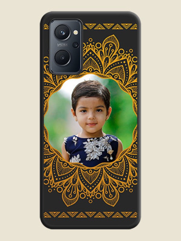 Custom Round Image with Floral Design on Photo on Space Black Soft Matte Mobile Cover - Realme 9i