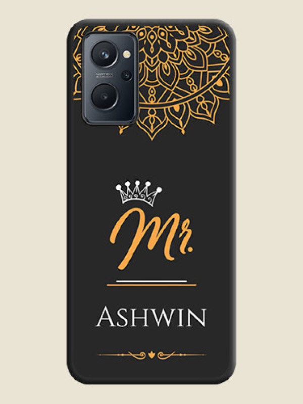 Custom Mr Name with Floral Design  on Personalised Space Black Soft Matte Cases - Realme 9i