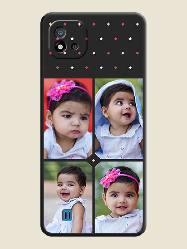 Custom Multicolor Dotted Pattern with 4 Image Holder on Space Black Custom Soft Matte Phone Cases - Realme C11 2021