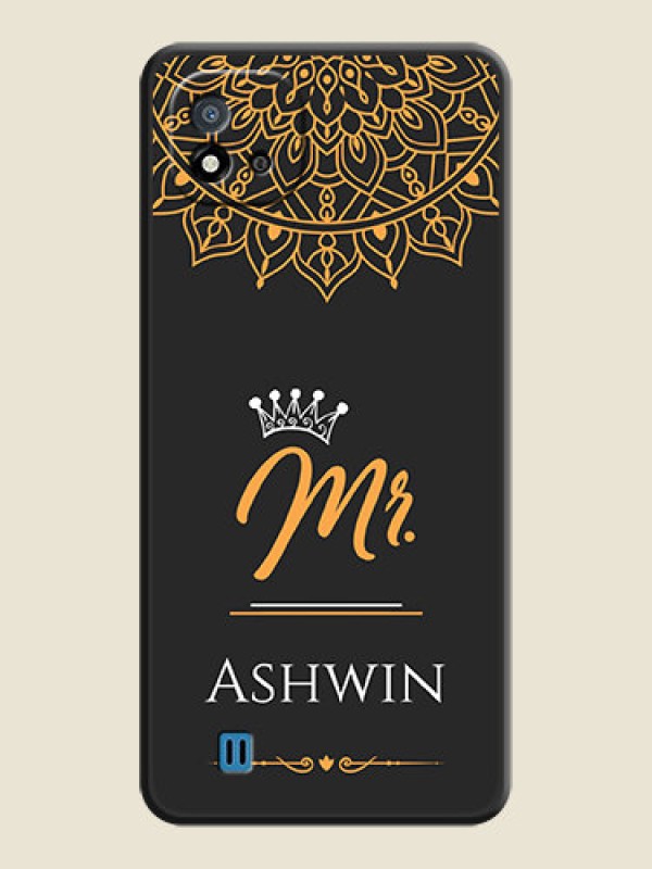Custom Mr Name with Floral Design  on Personalised Space Black Soft Matte Cases - Realme C11 2021