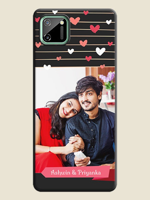 Custom Love Pattern with Name on Pink Ribbon  - Photo on Space Black Soft Matte Back Cover - Realme C11