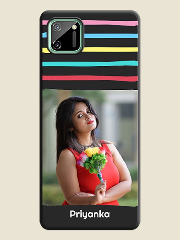 Custom Multicolor Lines with Image on Space Black Personalized Soft Matte Phone Covers - Realme C11