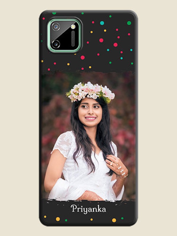 Custom Multicolor Dotted Pattern with Text on Space Black Custom Soft Matte Phone Back Cover - Realme C11