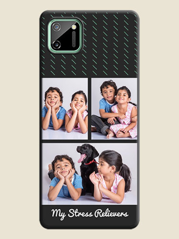 Custom Cross Dotted Pattern with 2 Image Holder  on Personalised Space Black Soft Matte Cases - Realme C11