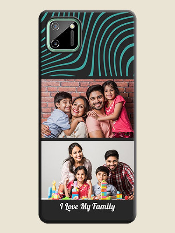 Custom Wave Pattern with 2 Image Holder on Space Black Personalized Soft Matte Phone Covers - Realme C11