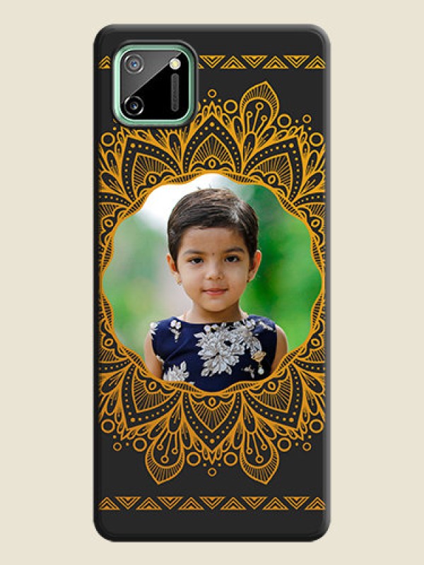 Custom Round Image with Floral Design - Photo on Space Black Soft Matte Mobile Cover - Realme C11